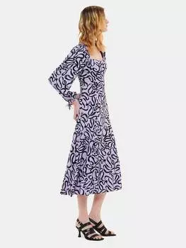 Платье с принтом из ленты georgie ecovero Whistles, цвет Purple/Multi