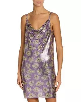 Платье с принтом из металлической сетки Versace, фиолетовый