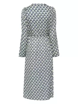 Платье с принтом из смеси шелка и кашемира N.Peal, синий