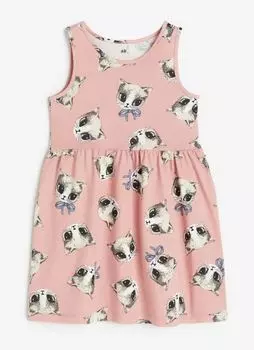 Платье с принтом кошки хлопок H&M Cat With Print Cotton, розовый