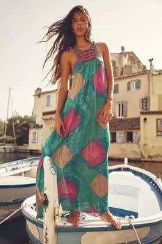 Платье с принтом крючком ZARA, разноцветный