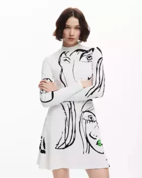 Платье с принтом лица Desigual, белый
