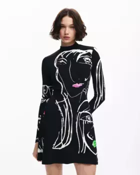 Платье с принтом лица Desigual, черный