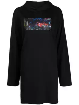 Платье с принтом MM6 Maison Margiela, черный