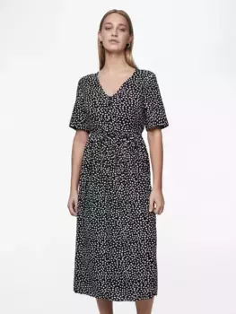 Платье с принтом "PCTALA SS STRING TIE MIDI DRESS NOOS BC" Pieces, черный