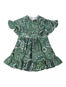 Платье с принтом пейсли ETRO KIDS, зеленый