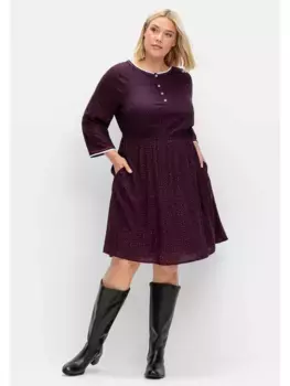 Платье с принтом Sheego "Большие размеры" и расклешенной юбкой на подкладке, синий