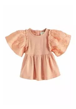 Платье с принтом SHORT SLEEVE EMBROIDERED, REGULAR FIT Next, пестрый розовый