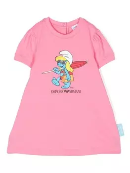 Платье с принтом Smurfs Emporio Armani Kids, розовый