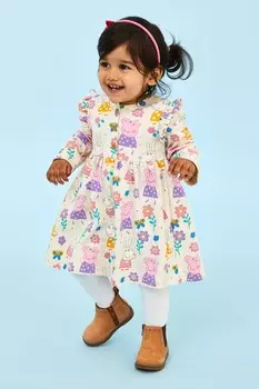 Платье с принтом свинки Пеппы на пуговицах спереди Jojo Maman Bb, нейтральный