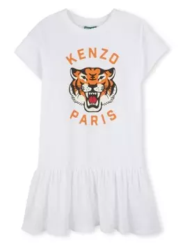 Платье с принтом Tiger Kenzo Kids, белый