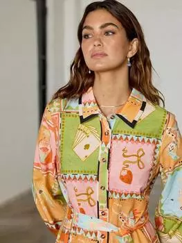 Платье с принтом в стиле пэчворк от soller Never Fully Dressed, разноцветный