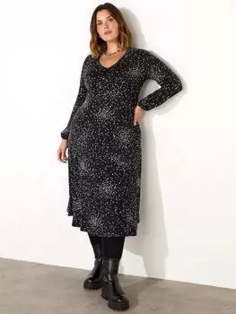 Платье с принтом в виде кривого сердца Live Unlimited, черный/белый