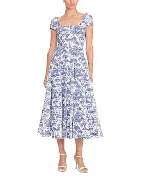 Платье с принтом Wells STAUD, цвет Blue