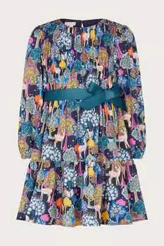 Платье с принтом Woodland Monsoon, синий