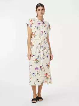 Платье с принтом Y.A.S "YASASINA CS MIDI BELT DRESS S. NOOS", цвет Whitecap Gray Aop:Botanica Print