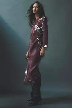 Платье с принтом ZARA, бордовый