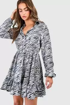 Платье с принтом зебры boohoo, черный