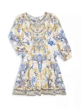 Платье с присборенной талией для маленьких девочек и девочек CAMILLA, белый