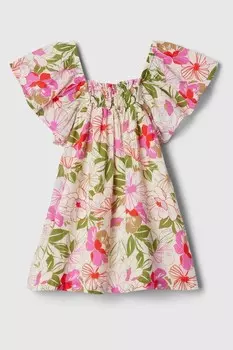 Платье с присборенным принтом и рукавами крылышками (12 мес 5 лет) Gap, нейтральный