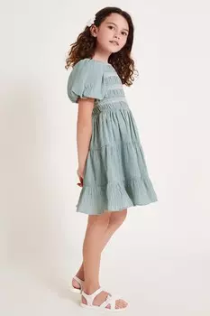 Платье с присборенными рукавами и пышными рукавами Monsoon, зеленый