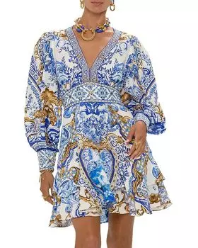 Платье с пуговицами и рюшами Camilla, синий