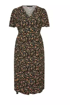 Платье с пуговицами на рукавах ангелочках Evans, оранжевый