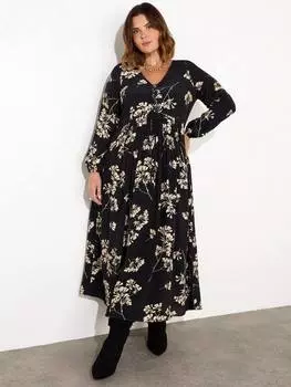 Платье с пышным цветочным галстуком спереди Live Unlimited, цвет Black/Sand
