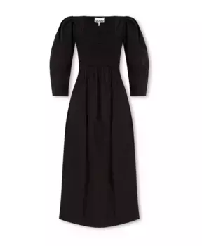 Платье с пышными рукавами Ganni, черный