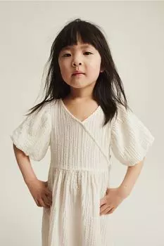 Платье с пышными рукавами H&M, белый