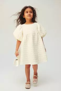 Платье с пышными рукавами H&M, бежевый