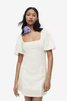 Платье с пышными рукавами H&M, белый