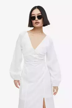 Платье с пышными рукавами H&M, белый