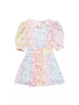 Платье с пышными рукавами и цветочным принтом для девочек Bcbgirls, цвет Blue Multicolor