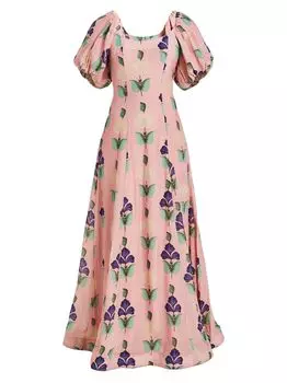 Платье с пышными рукавами и цветочным принтом Arrabbiata Mestiza New York, розовый