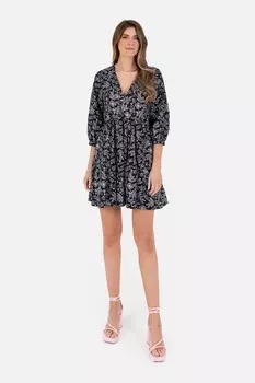 Платье с пышными рукавами и конвертом спереди Lovedrobe, черный