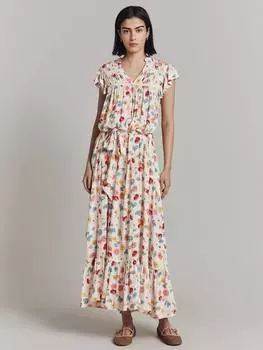 Платье с пышными рукавами и квадратным вырезом от corinne Ghost, кремовый/разноцветный