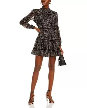 Платье с ярким цветочным принтом AQUA, цвет Black