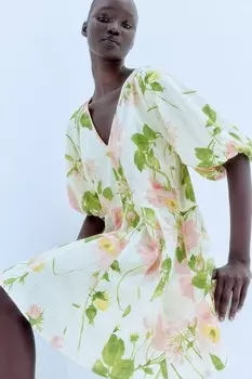 Платье с расклешенной юбкой H&M, бежевый