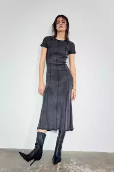 Платье с расклешенной юбкой и плоскими швами H&M, черный
