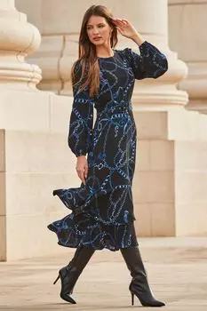 Платье с расклешенной юбкой и расклешенной юбкой Sosandar, черный