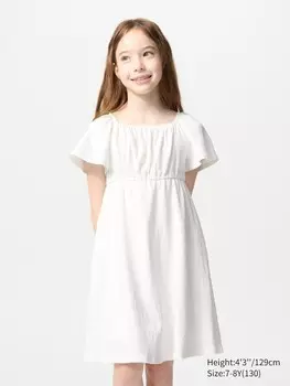 Платье с расклешенным рукавом Uniqlo, цвет 01 белый