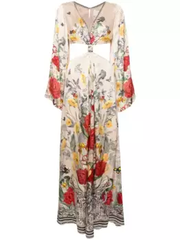 Платье с расклешенными рукавами и принтом Camilla, нейтральный