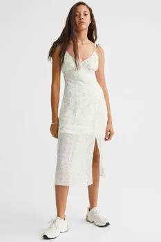 Платье с разрезом H&amp;M, белые цветы