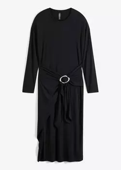 Платье с разрезом и декоративной пряжкой Rainbow, черный