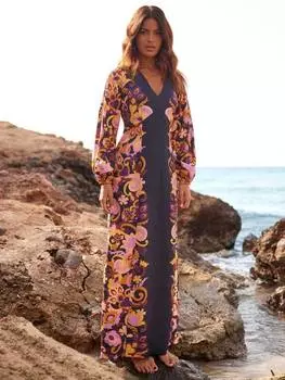 Платье с разрезом на ногах с принтом пейсли Ro&Zo, черный