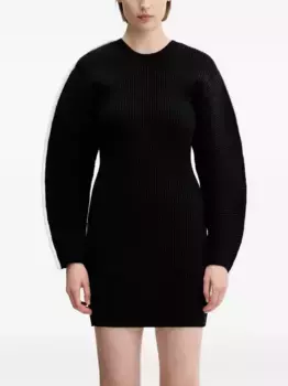 Платье с ребристыми панелями SPORTMAX, черный