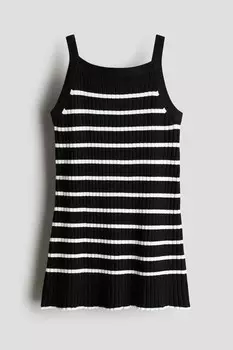 Платье с ремешками из трикотажа в рубчик H&M, черный