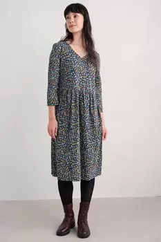 Платье с рисунком кистью и рукавом 3/4 Seasalt Cornwall, синий