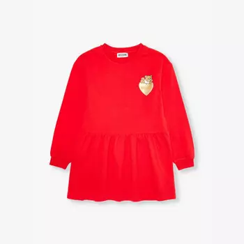 Платье с рисунком «Медведь в форме сердца» из эластичного хлопка 4-12 лет Moschino, красный